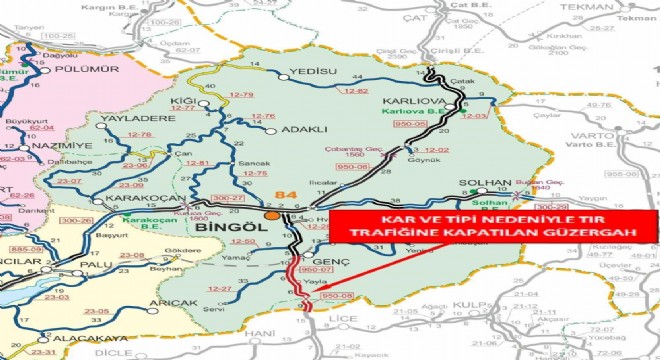 Bingöl - Erzurum yolu tır trafiğine kapatıldı
